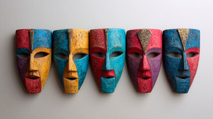 unique ceramic wall mask with textured surface, modern tribal style, handmade home decor