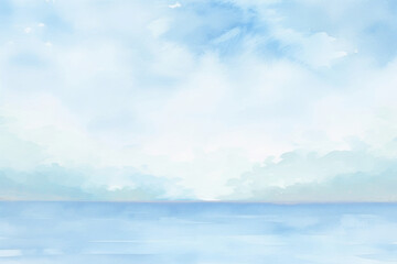 Obraz premium Serene watercolor sky and sea png paint texture overlay, transparent background