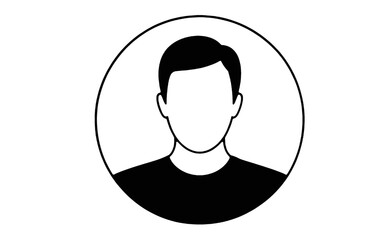 Black and white silhouette icon of a man's head male