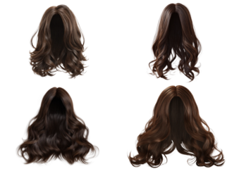 Set of long hair isolated on a transparent background
