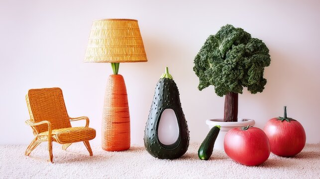 Carrot lamp, veggie decor, living room, healthy lifestyle