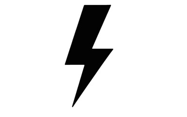 Black lightning bolt symbol on white background electricity