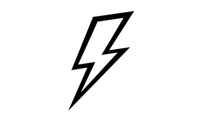 Fototapeta premium Black lightning bolt symbol on white icon electricity
