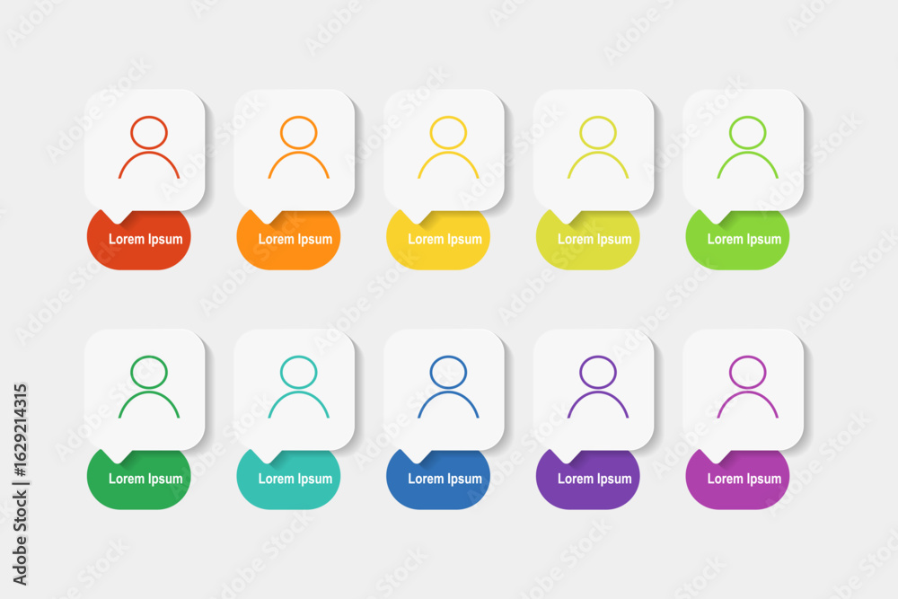 Canvas Prints for business concept with 10 steps infographics, rectangle shape with multicolor label, design for w