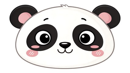 Cute cartoon panda face with big eyes and pink cheeks