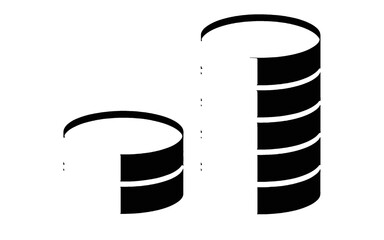 Two black cylindrical columns on white background cylinder