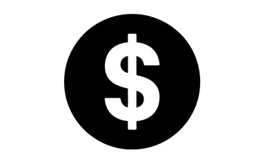 Obraz premium White dollar sign in black circle on white background