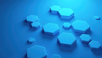 Obraz premium Tech Texture Background With Repeating Blue Hex Pattern