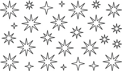 Seamless pattern of scattered starburst shapes background