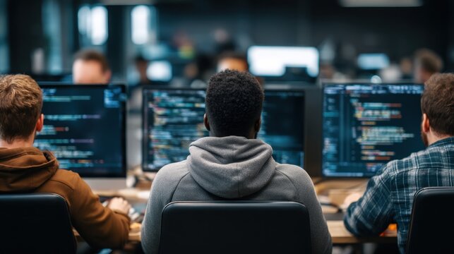 Diverse team of programmers working in an office