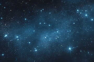 Fototapeta premium Starry sky background, blue night sky full of stars, glowing stars in the dark space, starry background, dark night, stars in the distance, starlight, dark background with a blue glow, night sky. 