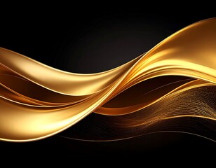 Abstract gold waves flowing on black background