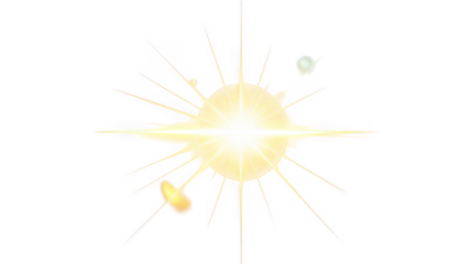 Bright starburst sparkler effect isolated on transparent background