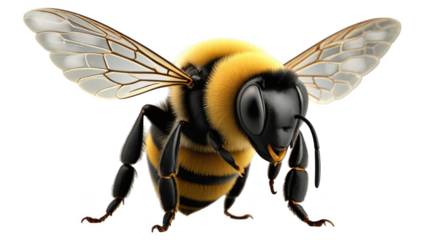 Detailed bumblebee insect isolated on transparent background