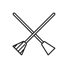 brush and broom crossed icon vector