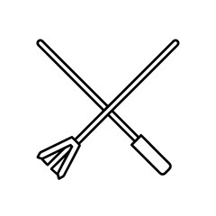 brush and broom crossed icon vector