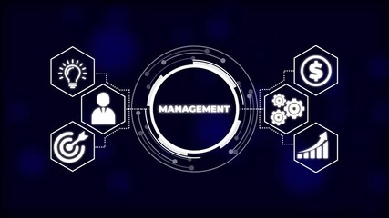 Management concept with data visualization and technology elements. business technology virtual screen background - Powered by Adobe