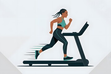 Athlete running on a treadmill concept flat vector illustration
