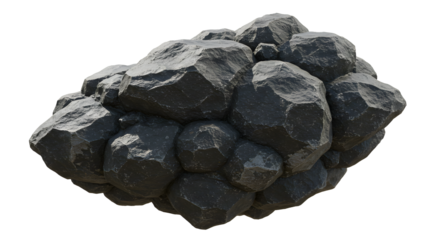 Realistic dark gray rocks with detailed texture, perfect for natural scenes and design projects