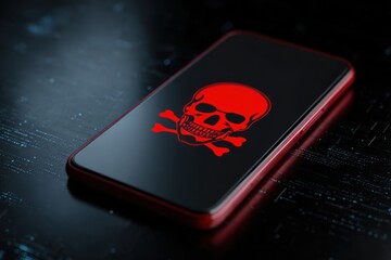 Hacked Smartphone Displays Ominous Red Skull on a Digital Circuit Board