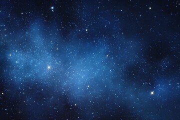 Fototapeta premium Starry sky background, blue night sky full of stars, glowing stars in the dark space, starry background, dark night, stars in the distance, starlight, dark background with a blue glow, night sky. 