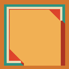 Retro geometric border with orange and teal accents