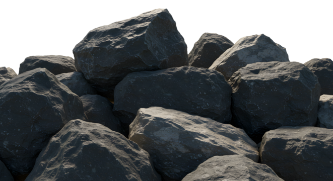 Detailed close-up of stacked natural grey rocks with textured surfaces and subtle light