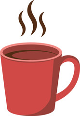 Red coffee cup hot drink beverage caffeine morning illustration
