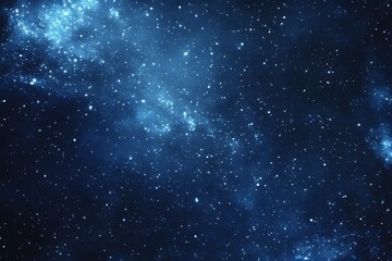 Obraz premium Starry sky background, blue night sky full of stars, glowing stars in the dark space, starry background, dark night, stars in the distance, starlight, dark background with a blue glow, night sky. 