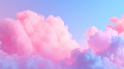 Soft, fluffy clouds in shades of pink and purple fill the sky, illuminated by the warm glow of sunset. The scene conveys a sense of calm and natural beauty during twilight hours.