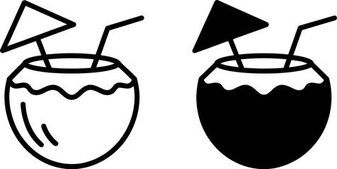 Coconut drink vector icon tropical cocktail illustration