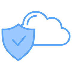 Cloud Security Blue Icon