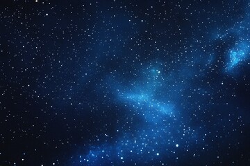 Fototapeta premium Starry sky background, blue night sky full of stars, glowing stars in the dark space, starry background, dark night, stars in the distance, starlight, dark background with a blue glow, night sky. 