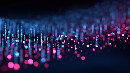 Luminous Binary Code Cascading Through a Neon Digital Landscape