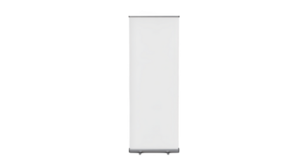 Tall white rectangular display stand isolated on transparent background