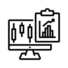Vector black line icon for Chart trading
