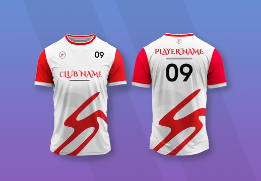Red And White Color Sports Jersey Design