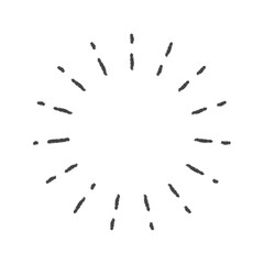 手描きのシンプルな黒いサンバーストのフレーム - 丸いキラキラの文字スペースや装飾のパーツ素材