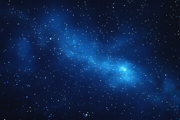Fototapeta premium Starry sky background, blue night sky full of stars, glowing stars in the dark space, starry background, dark night, stars in the distance, starlight, dark background with a blue glow, night sky. 