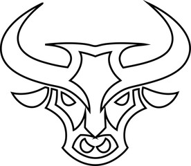 Bold bull head in clean outline style. Great for gym emblems, farm signs, rodeo graphics, and tough brand identity.

