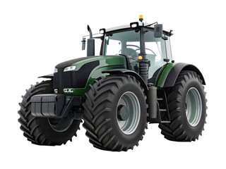 Obraz premium Powerful green modern tractor ready for fieldwork, showcasing robust design and agricultural efficiency