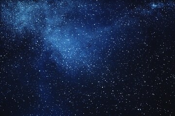 Fototapeta premium Starry sky background, blue night sky full of stars, glowing stars in the dark space, starry background, dark night, stars in the distance, starlight, dark background with a blue glow, night sky. 