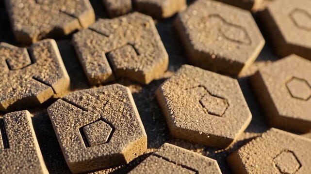 Close-up of Textured Paving Stones with Sunlight and Shadow Play