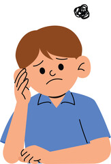 Nervous Man Holding Head in Frustration, Anxiety Attack and Pressure, Mental Health and Stress, Speech Bubble with Scribble, Worried Male Character Overthinking Flat Design