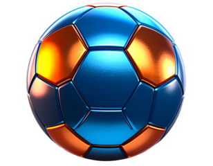 Modern Gradient Soccer Ball with Bold Colors and Glossy Finish, PNG Isolated