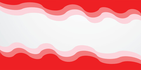 Abstract background with two layered wave pattern in red and white shades
