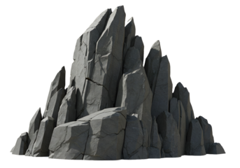 Jagged grey rock formation with textured surface, perfect for environmental design projects