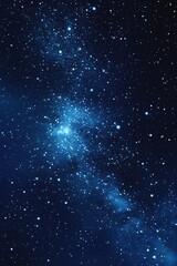 Fototapeta premium Starry sky background, blue night sky full of stars, glowing stars in the dark space, starry background, dark night, stars in the distance, starlight, dark background with a blue glow, night sky. 