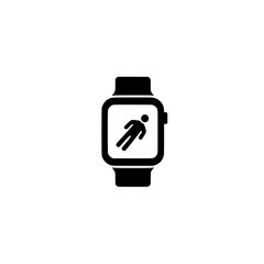 Digital smartwatch screen showing swimming symbol representing health and exercise data