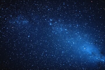 Obraz premium Starry sky background, blue night sky full of stars, glowing stars in the dark space, starry background, dark night, stars in the distance, starlight, dark background with a blue glow, night sky. 